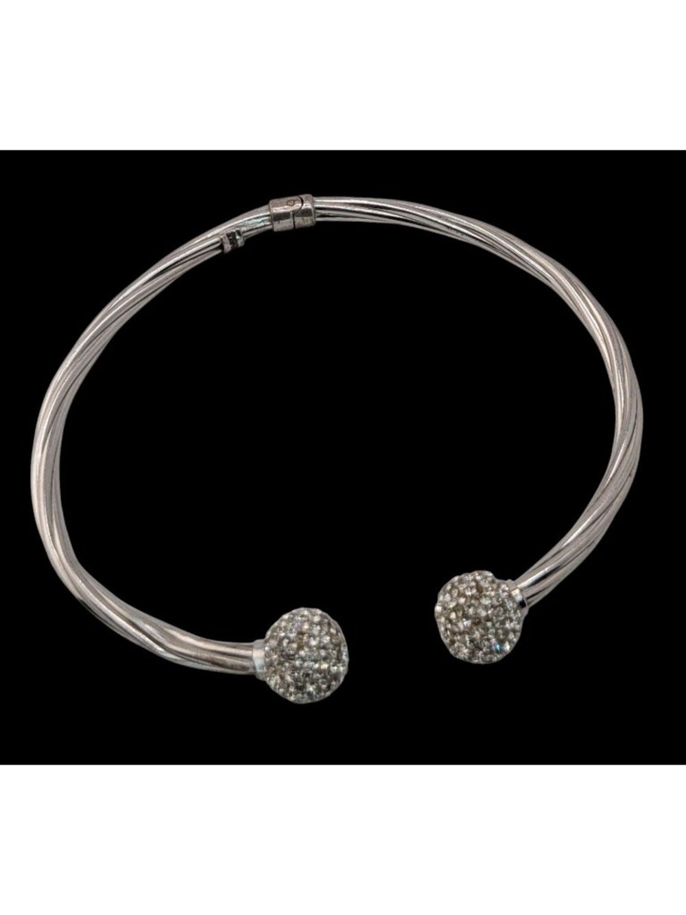 Vintage L'eau Turkey 925 Sterling Silver 1/15 14K CZ Cuff Bracelet Rhinestone Hi